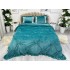 Lenjerie pat dublu, Catifea Deluxe, cu pliuri brodate, 4 piese, Jojo Home, Turquoise [3]