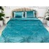 Lenjerie pat dublu, Catifea Deluxe, cu pliuri brodate, 4 piese, Jojo Home, Turquoise [4]