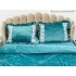Lenjerie pat dublu, Catifea Deluxe, cu pliuri brodate, 4 piese, Jojo Home, Turquoise [5]