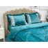 Lenjerie pat dublu, Catifea Deluxe, cu pliuri brodate, 4 piese, Jojo Home, Turquoise [6]