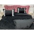 Lenjerie pat dublu, Catifea Deluxe, cu pliuri brodate, 4 piese, Jojo Home, Negru [7]