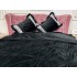 Lenjerie pat dublu, Catifea Deluxe, cu pliuri brodate, 4 piese, Jojo Home, Negru [9]