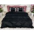 Lenjerie pat dublu, Catifea Deluxe, cu pliuri brodate, 4 piese, Jojo Home, Negru [3]