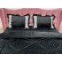Lenjerie pat dublu, Catifea Deluxe, cu pliuri brodate, 4 piese, Jojo Home, Negru [4]