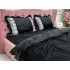 Lenjerie pat dublu, Catifea Deluxe, cu pliuri brodate, 4 piese, Jojo Home, Negru [5]