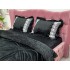Lenjerie pat dublu, Catifea Deluxe, cu pliuri brodate, 4 piese, Jojo Home, Negru [6]