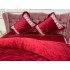 Lenjerie pat dublu, Catifea Deluxe, cu pliuri brodate, 4 piese, Jojo Home, Rosu [8]