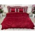 Lenjerie pat dublu, Catifea Deluxe, cu pliuri brodate, 4 piese, Jojo Home, Rosu [3]