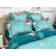 Lenjerie pat dublu, BUMBAC FINET, 6 piese, X-Mass Collection, Jojo Home, Bleu-Multicolor, oameni de zapada, brazi, Mos Craciun