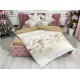 Lenjerie pat dublu, BUMBAC FINET, 6 piese, cu ELASTIC, X-Mass Collection, Jojo Home, Gri-Crem, globulete