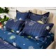 Lenjerie pat dublu, BUMBAC FINET, 6 piese, cu ELASTIC, X-Mass Collection, Jojo Home, Bleumarin, globulete