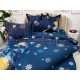 Lenjerie pat dublu, BUMBAC FINET, 6 piese, cu ELASTIC, X-Mass Collection, Jojo Home, Bleumarin, globulete