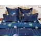 Lenjerie pat dublu, BUMBAC FINET, 6 piese, cu ELASTIC, X-Mass Collection, Jojo Home, Bleumarin, globulete