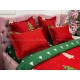 Lenjerie pat dublu, BUMBAC FINET, 6 piese, X-Mass Collection, Jojo Home, Rosu-Verde, brazi