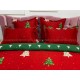 Lenjerie pat dublu, BUMBAC FINET, 6 piese, X-Mass Collection, Jojo Home, Rosu-Verde, brazi