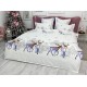 Lenjerie pat dublu, BUMBAC FINET, 6 piese, X-Mass Collection, Jojo Home, Alb-Gri, reni