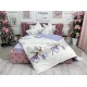 Lenjerie pat dublu, BUMBAC FINET, 6 piese, X-Mass Collection, Jojo Home, Alb-Gri, reni