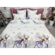 Lenjerie pat dublu, BUMBAC FINET, 6 piese, X-Mass Collection, Jojo Home, Alb-Gri, reni