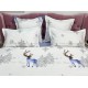 Lenjerie pat dublu, BUMBAC FINET, 6 piese, X-Mass Collection, Jojo Home, Alb-Gri, reni