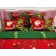 Lenjerie pat dublu, BUMBAC FINET, 6 piese, X-Mass Collection, Jojo Home, Rosu-Verde, Mos Craciun, brazi