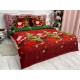 Lenjerie pat dublu, BUMBAC FINET, 6 piese, X-Mass Collection, Jojo Home, Rosu-Verde, Mos Craciun, brazi