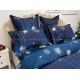 Lenjerie pat dublu, BUMBAC FINET, 6 piese, Craciun, Jojo Home, Bleumarin, globulete