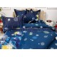 Lenjerie pat dublu, BUMBAC FINET, 6 piese, Craciun, Jojo Home, Bleumarin, globulete