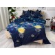 Lenjerie pat dublu, BUMBAC FINET, 6 piese, X-Mass Collection, Jojo Home, Bleumarin, globulete