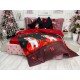 Lenjerie pat dublu, BUMBAC FINET, 6 piese, X-Mass Collection, Jojo Home, Rosu-Negru, catelusi