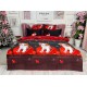 Lenjerie pat dublu, BUMBAC FINET, 6 piese, X-Mass Collection, Jojo Home, Rosu-Negru, catelusi