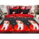 Lenjerie pat dublu, BUMBAC FINET, 6 piese, X-Mass Collection, Jojo Home, Rosu-Negru, catelusi