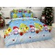 Lenjerie pat dublu, BUMBAC FINET, 6 piese, X-Mass Collection, Jojo Home, Bleu-Multicolor, brazi, jucarii