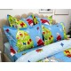 Lenjerie pat dublu, BUMBAC FINET, 6 piese, X-Mass Collection, Jojo Home, Bleu-Multicolor, brazi, jucarii