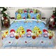 Lenjerie pat dublu, BUMBAC FINET, 6 piese, X-Mass Collection, Jojo Home, Bleu-Multicolor, brazi, jucarii