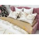 Lenjerie pat dublu, BUMBAC FINET, 6 piese, X-Mass Collection, Jojo Home, Crem-Bej, globulete