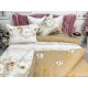 Lenjerie pat dublu, BUMBAC FINET, 6 piese, X-Mass Collection, Jojo Home, Crem-Bej, globulete