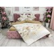 Lenjerie pat dublu, BUMBAC FINET, 6 piese, X-Mass Collection, Jojo Home, Crem-Bej, globulete