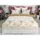 Lenjerie pat dublu, BUMBAC FINET, 6 piese, X-Mass Collection, Jojo Home, Crem-Bej, globulete