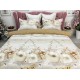 Lenjerie pat dublu, BUMBAC FINET, 6 piese, X-Mass Collection, Jojo Home, Crem-Bej, globulete