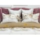 Lenjerie pat dublu, BUMBAC FINET, 6 piese, X-Mass Collection, Jojo Home, Crem-Bej, globulete