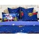 Lenjerie pat dublu, BUMBAC FINET, 6 piese, X-Mass Collection, Jojo Home, Bleumarin-Multicolor, Mos Craciun, brazi, cadouri