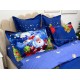 Lenjerie pat dublu, BUMBAC FINET, 6 piese, X-Mass Collection, Jojo Home, Bleumarin-Multicolor, Mos Craciun, brazi, cadouri