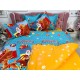 Lenjerie pat dublu, BUMBAC FINET, 6 piese, Craciun, Jojo Home, Bleu-Multicolor, sania lui Mos Craciun