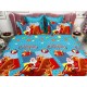 Lenjerie pat dublu, BUMBAC FINET, 6 piese, X-Mass Collection, Jojo Home, Bleu-Multicolor, sania lui Mos Craciun