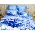 Lenjerie pat dublu,  FINET, 6 piese, IDENTICA CU POZA, Albastru, hortensie [7]