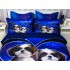 Lenjerie pat dublu,  FINET, 6 piese, IDENTICA CU POZA, Albastru, catelusi [4]