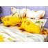Lenjerie pat dublu,  FINET, 6 piese, IDENTICA CU POZA, Galben, flori [7]