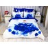Lenjerie pat dublu,  FINET, 6 piese, IDENTICA CU POZA, Albastru, flori [2]