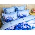 Lenjerie pat dublu,  FINET, 6 piese, IDENTICA CU POZA, Albastru, hortensie [5]
