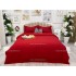 Lenjerie HoReCa, pat dublu, tip Damasc Finetat Deluxe cu Elastic, 4 piese, Rosu [3]